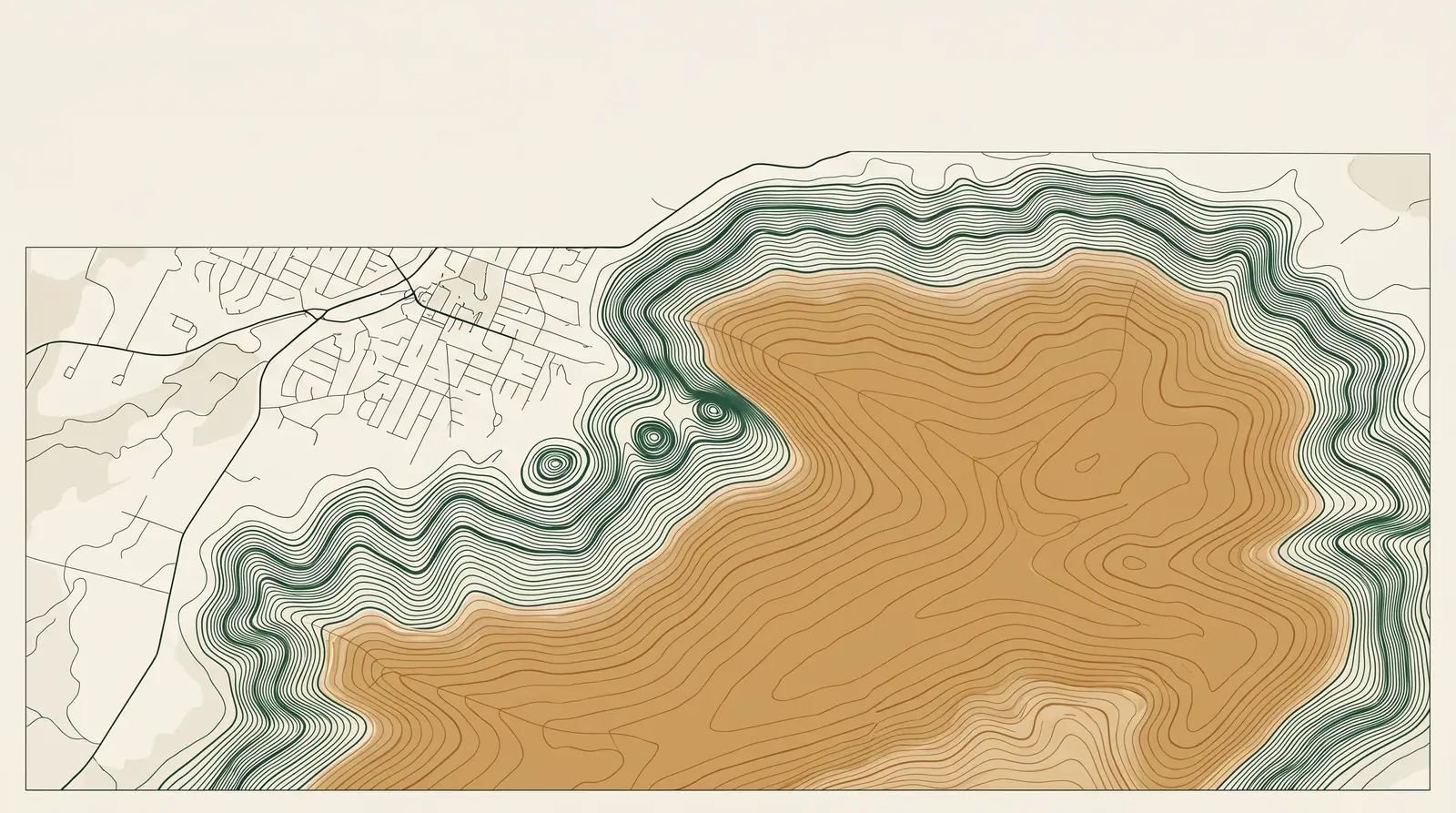 A topographic contour illustration of Katoomba in the Blue Mountains